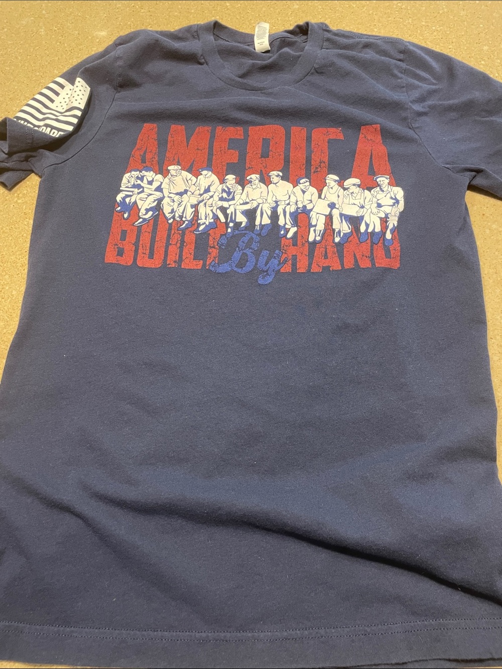 Bella Canvas Navy Short Sleeve Tee with Red, White and Blue Graphic